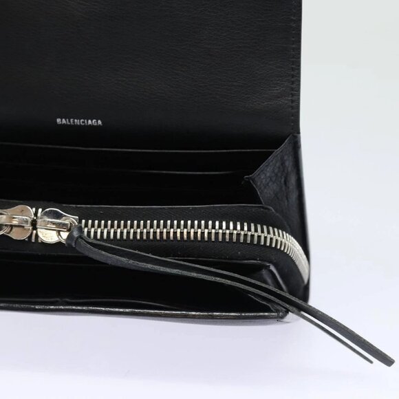 BALENCIAGA Paper Manny Long Wallet Leather Black Silver - Picture 13 of 15